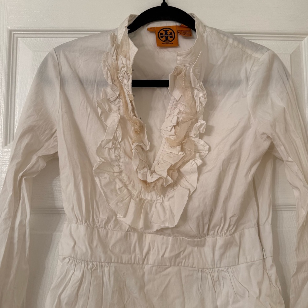 Tory Burch Cream Ruffled Blouse - Picture 2 of 6